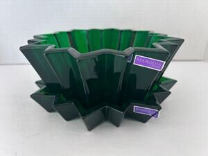 Marquis by Waterford Crystal Star Green Tray 7” Candy Dish Bowl Tray Pair Set